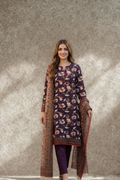 S&S Deep Purple Floral Lawn Suit – Unstitched 3 Piece | Saya & Sara