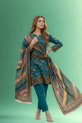 S&S Zink Teal Floral Magic Print Lawn Suit – Unstitched 3 Piece | Saya & Sara